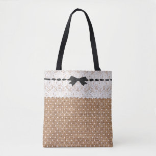 Rustikaler Chic Polka Dot Tote Bag Tasche