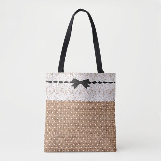 Rustikaler Chic Polka Dot Tote Bag Tasche (Vorderseite)