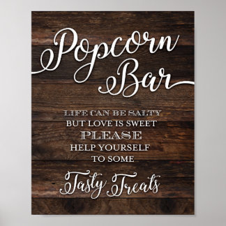 Rustikaler Chic POPCORN BAR HILFT SICH SELBST beim Poster