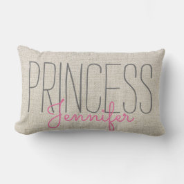 Rustikaler Chic PRINCESS IHRER NAME IN BEIGE PINK Lendenkissen