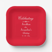Rustikaler Chic Romantic Red Wedgecake Pappteller (Vorderseite)