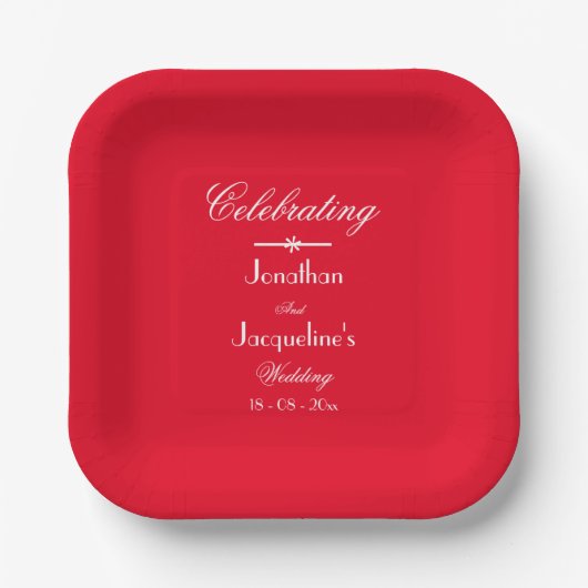 Rustikaler Chic Romantic Red Wedgecake Pappteller (Vorderseite)