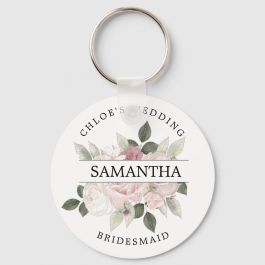 Rustikaler Chic Rosa Rose Personalisiert Schlüsselanhänger (Vorderseite)