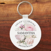 Rustikaler Chic Rosa Rose Personalisiert Schlüsselanhänger (Vorderseite)