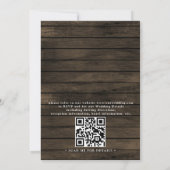 Rustikaler Chic Scheunenholz Eleganter QR-Code Hoc Einladung (Rückseite)