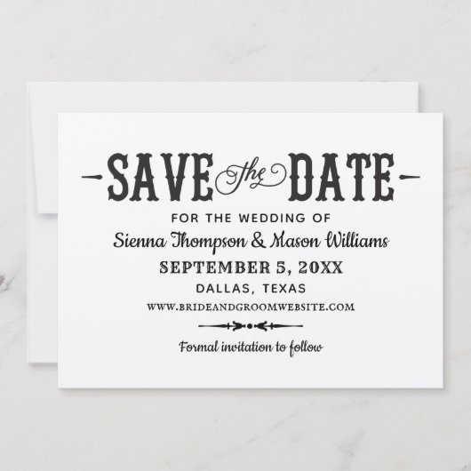 Rustikaler Chic Schwarze Schrift Kraftpapier Hochz Save The Date (Vorderseite)