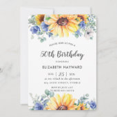 Rustikaler Chic Sonnenblume Blühende Weibchen Gebu Einladung (Vorderseite)