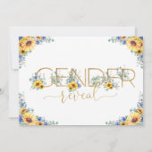 Rustikaler Chic Sonnenblumen Blauer Blütengenderbe Einladung (Rückseite)