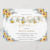 Rustikaler Chic Sonnenblumen Blauer Blütengenderbe Einladung (Vorne/Hinten)