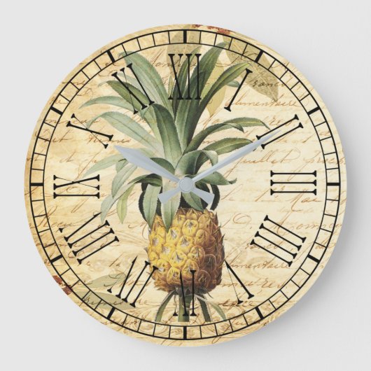 Rustikaler Chic Vintage Ananas Große Wanduhr (Vorderseite)