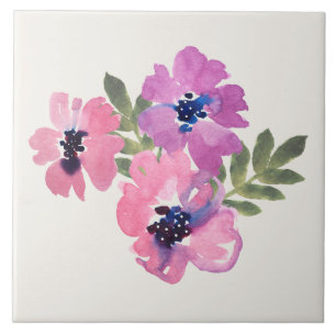 Rustikaler Chic Wasserfarbe Floral Rosa Creme Fliese