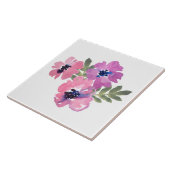 Rustikaler Chic Wasserfarbe Floral Rosa Weiß Fliese (Seite)