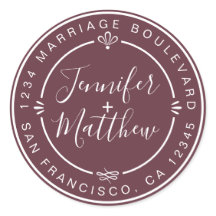 Rustikaler Chic Wedding Rücksendeadresse Burgundy