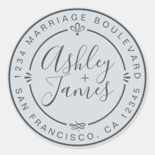 Rustikaler Chic Wedding Rücksendeadresse Pastel Bl Runder Aufkleber