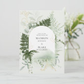 Rustikaler Chic Wild Forest Fern Greenerie Wedding Einladung (Stehend Vorderseite)