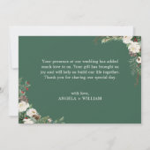 Rustikaler Chic Winter floral Holly Berries Weddin Dankeskarte (Rückseite)