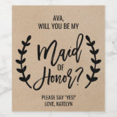 Rustikaler Chic wird meine Trauzeugin sein Weinetikett (Einzelnes Label)