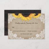 Rustikaler Chic Wood Lace Sunflower Wedding RSVP (Vorne/Hinten)
