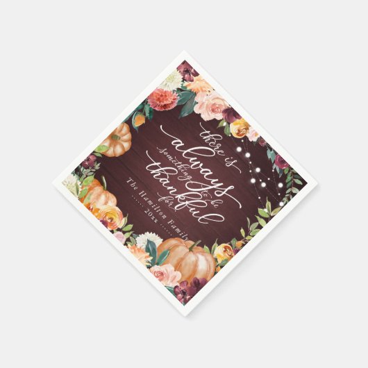 Rustikaler Chill Fall Floral Erntedank Dinner Napk Serviette (Ecke)