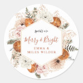 Rustikaler Citrus Floral Weihnachtsfeiertag Runder Aufkleber (Vorderseite)