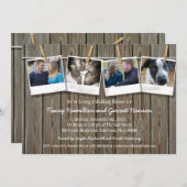 Rustikaler Clothesline Foto Polterabend Einladung (Vorne/Hinten)