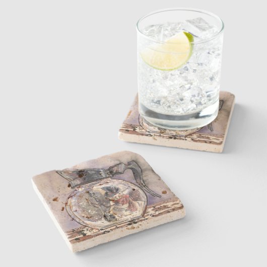 Rustikaler Coffee Pot Snow Globe Untersetzer (Seitenansicht)