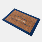 Rustikaler Coir Begrüßung Blauer Nachname Personal Fußmatte (Schrägansicht)