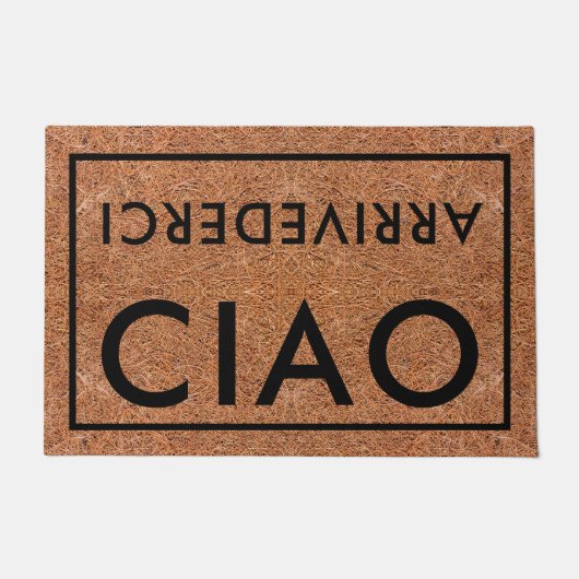 Rustikaler Coir Black Ciao Arrivederci Italienisch Fußmatte (Vorderseite)