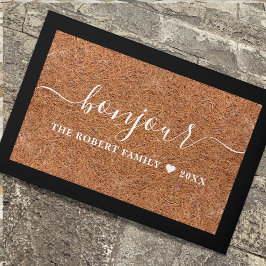 Rustikaler Coir Familienname Bonjour Französisch W Fußmatte