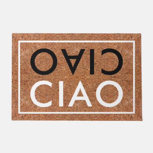 Rustikaler Coir Italienisch Willkommen Schwarz-Wei Fußmatte (Vorderseite)