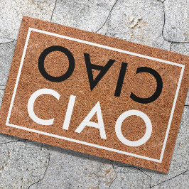 Rustikaler Coir Italienisch Willkommen Schwarz-Wei Fußmatte