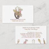 Rustikaler Cook Koch Aquarell Backutensien Bäckere Visitenkarte (Vorne/Hinten)