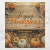 Rustikaler Cosy Fall Farmhouse Style Erntedank Weinetikett (Einzelnes Label)