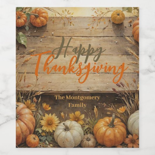 Rustikaler Cosy Fall Farmhouse Style Erntedank Weinetikett (Einzelnes Label)