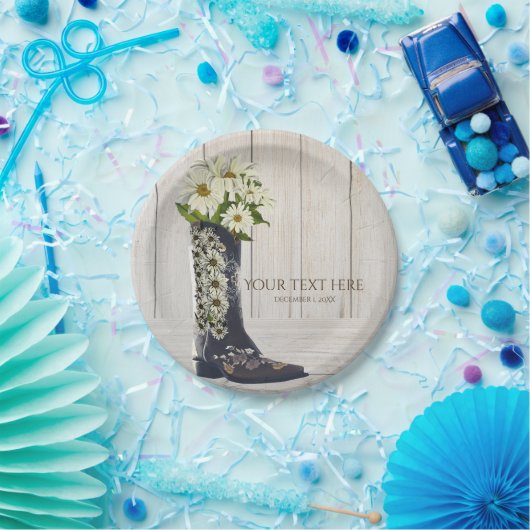 Rustikaler Country Boot mit Daisis-Brautparty Pappteller (Party)