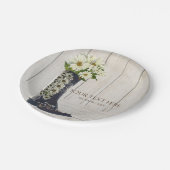 Rustikaler Country Boot mit Daisis-Brautparty Pappteller (Schrägansicht)