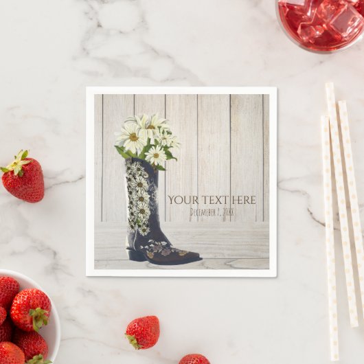 Rustikaler Country Boot mit Daisis-Brautparty Serviette (Beispiel)