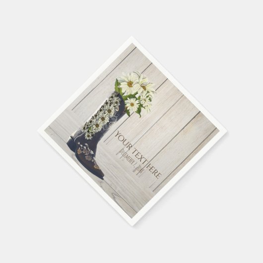 Rustikaler Country Boot mit Daisis-Brautparty Serviette (Ecke)