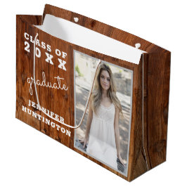 Rustikaler Country Dark Wood Foto Abschluss Große Geschenktüte