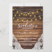 Rustikaler Country String Lights Abschluss Einladung (Vorderseite)