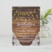 Rustikaler Country String Lights Abschluss Einladung (Stehend Vorderseite)