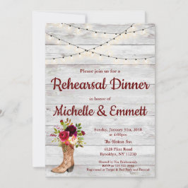 Rustikaler Country Western Boot Boho Probe Dinner Einladung