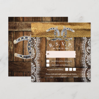 Rustikaler Country Western Hochzeitkarte RSVP Einladung