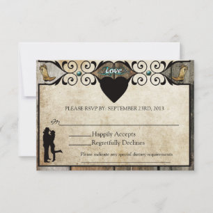 Rustikaler Country Western Hochzeitkarte RSVP Karte
