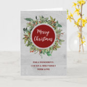 Rustikaler Cousin & Familie Frohe Weihnachten Karte (Gelbe Blume)