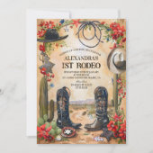 Rustikaler Cowboy 1. Rodeo Geburtstag Einladung (Vorderseite)