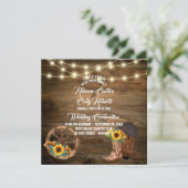 Rustikaler Cowboy Boots Sonnenblumenblume Western  Einladung (Stehend Vorderseite)