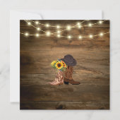 Rustikaler Cowboy Boots Sonnenblumenblume Western  Einladung (Rückseite)