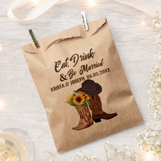 Rustikaler Cowboy Boots Sonnenblumenblume Western Geschenktütchen (Ausgeschnitten)