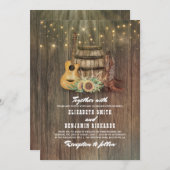 Rustikaler Cowboy Boots Sonnenblumenwein Barrel Ho Einladung (Vorne/Hinten)